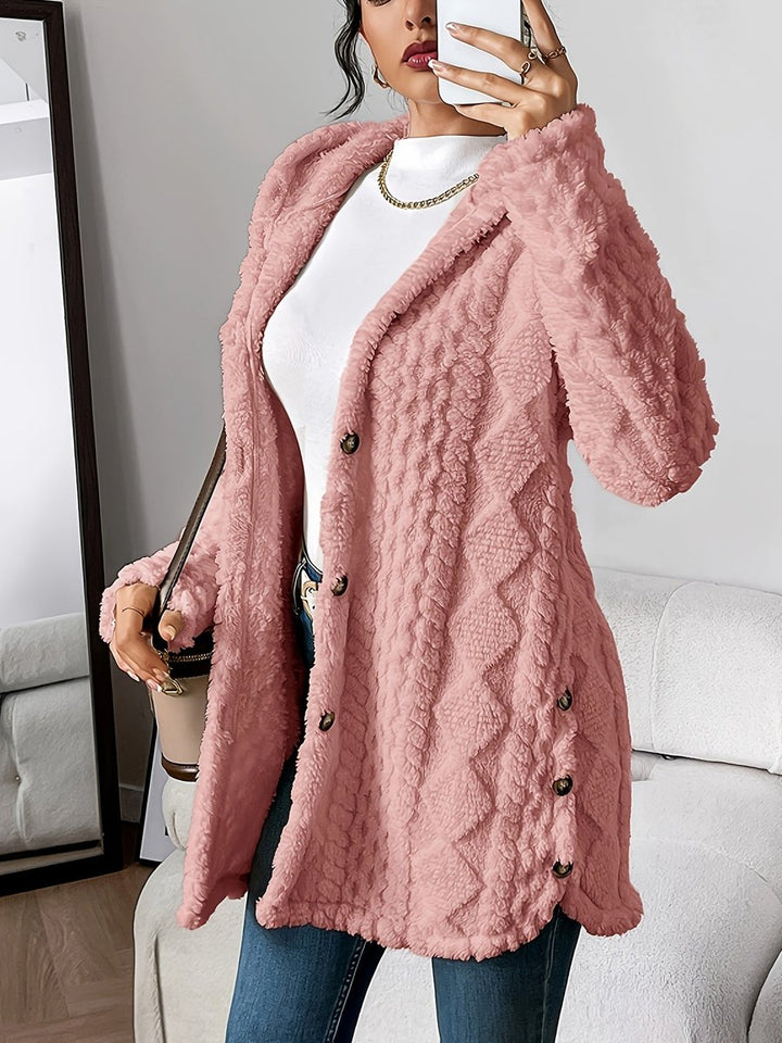 Lily | Women's Plush Hooded Button-Front Oversized Cardigan