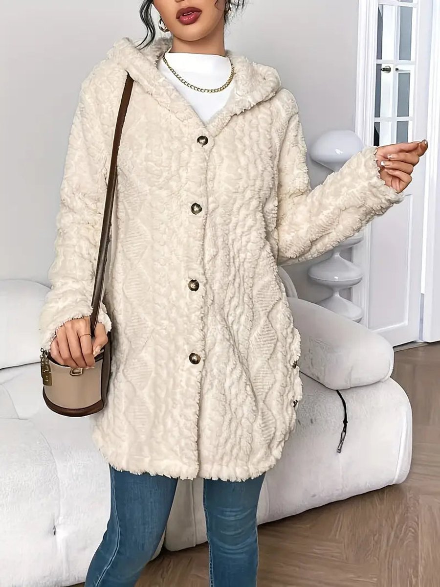 Lily | Women's Plush Hooded Button-Front Oversized Cardigan