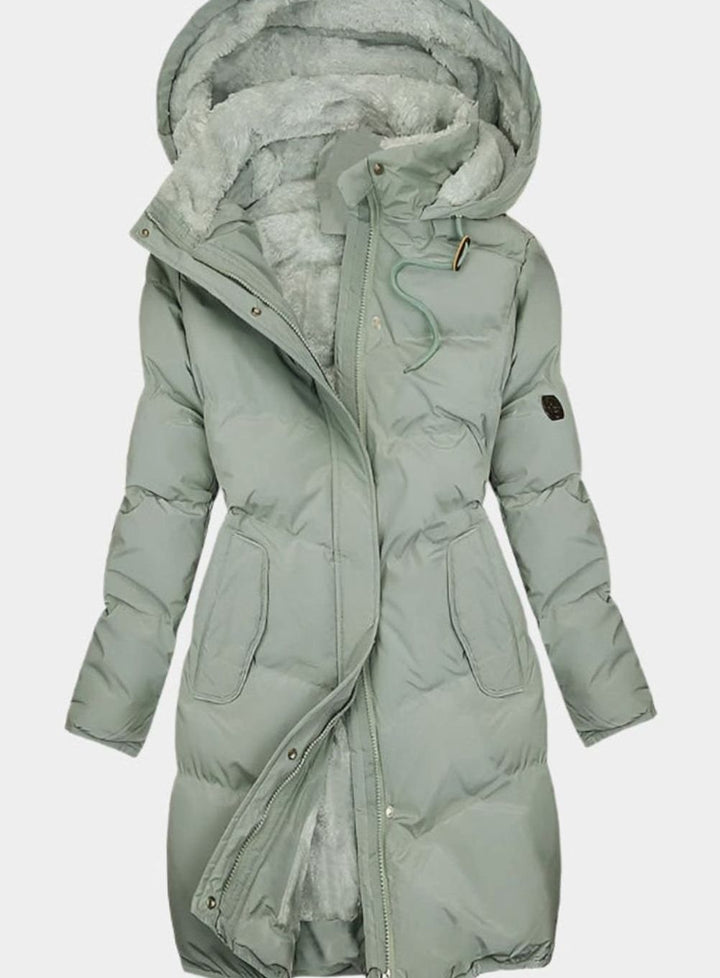 Penelope | Women's Quilted Plush-Lined Long Hooded Coat