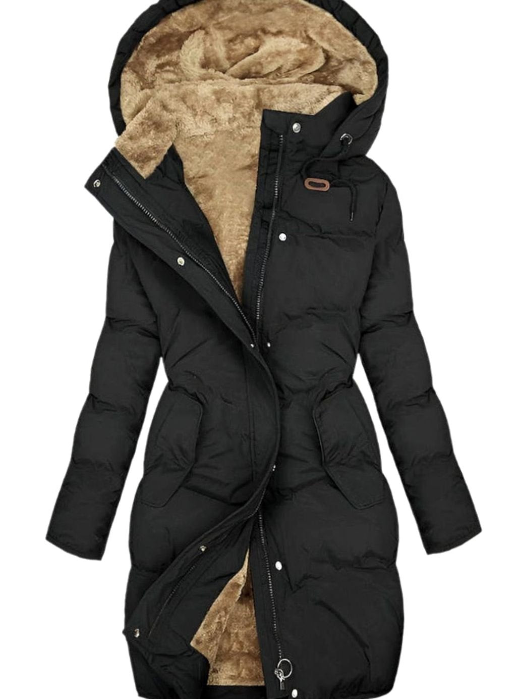 Penelope | Women's Quilted Plush-Lined Long Hooded Coat