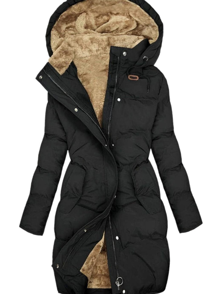Penelope | Women's Quilted Plush-Lined Long Hooded Coat