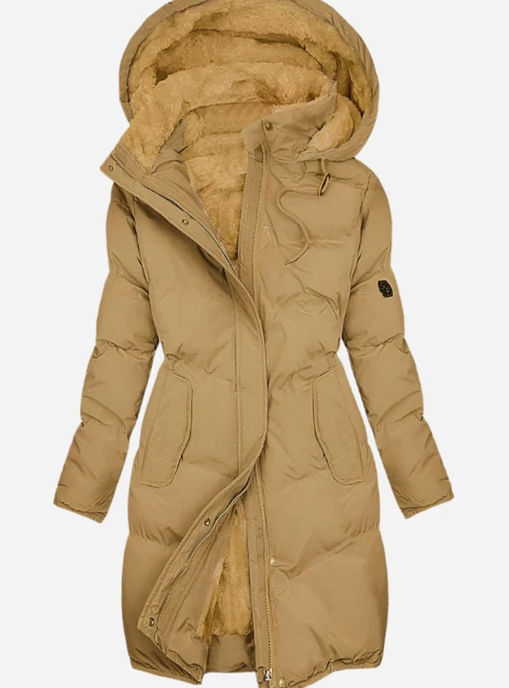 Penelope | Women's Quilted Plush-Lined Long Hooded Coat