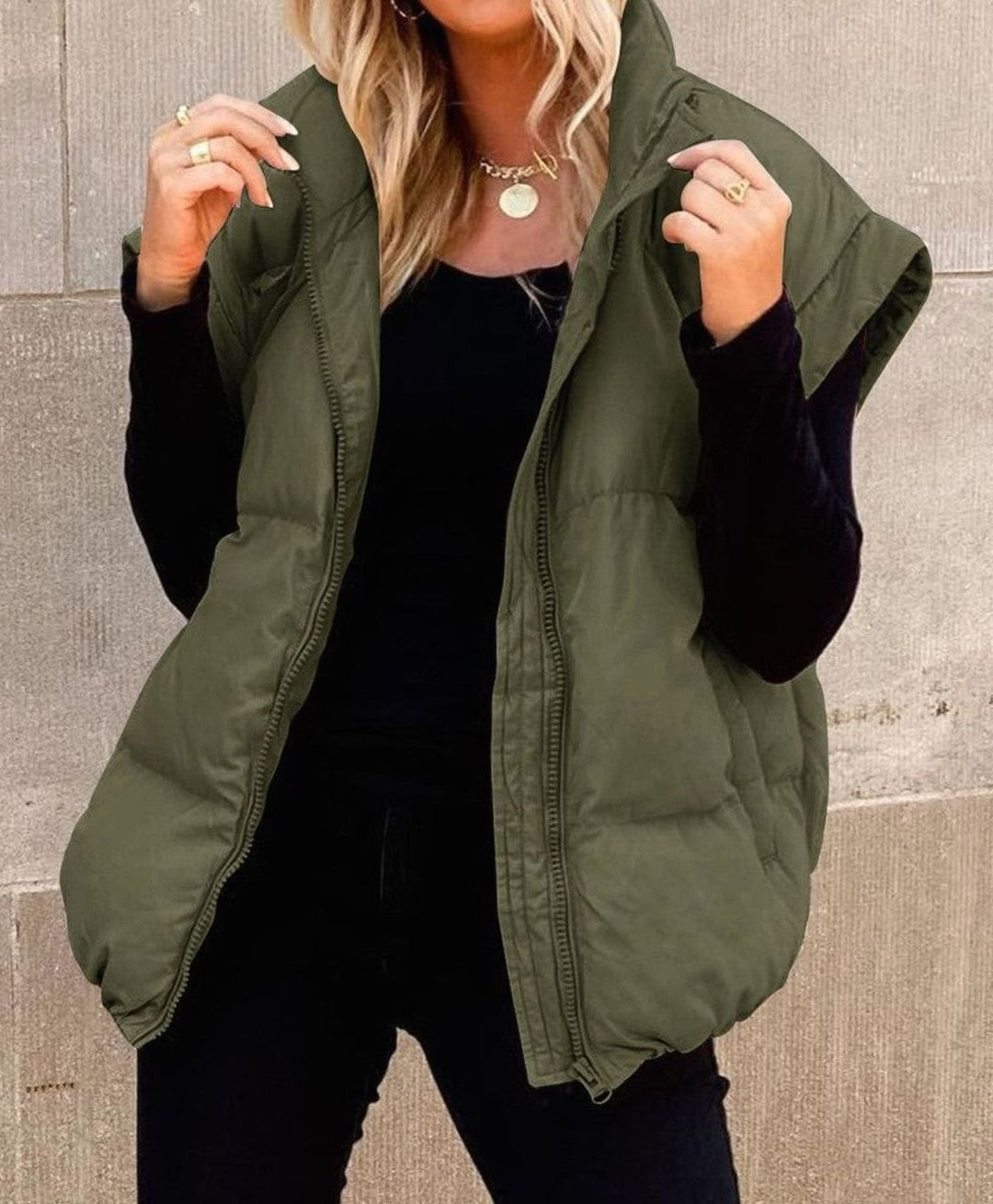 Zoey | Women's Quilted Sleeveless Gilet Stand Collar Relaxed Fit Vest