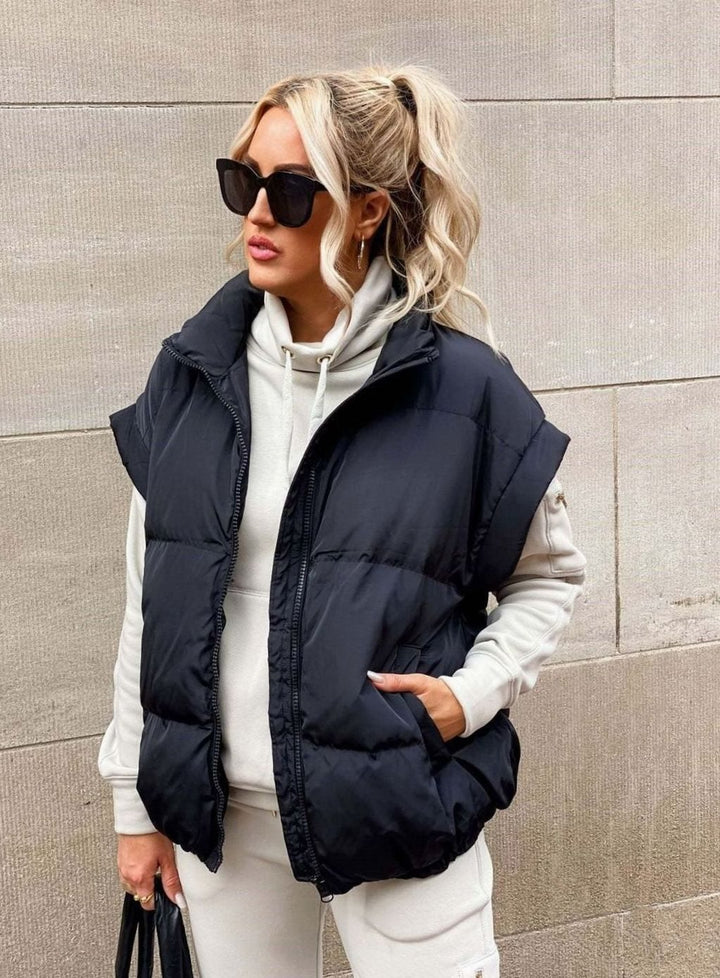 Zoey | Women's Quilted Sleeveless Gilet Stand Collar Relaxed Fit Vest