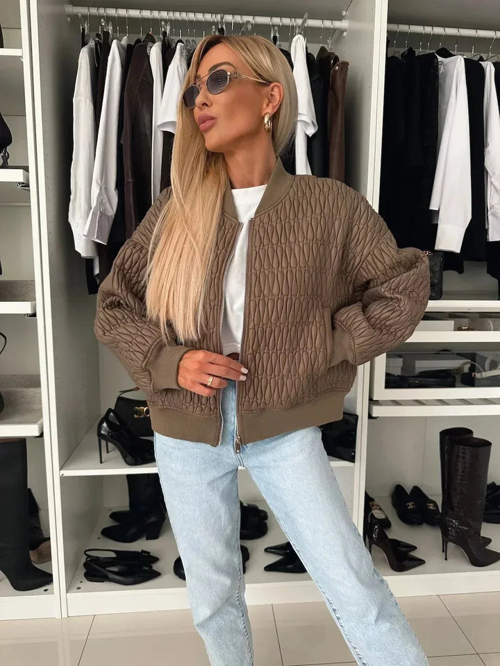 Alice | Women's Quilted Zip Up Bomber Jacket