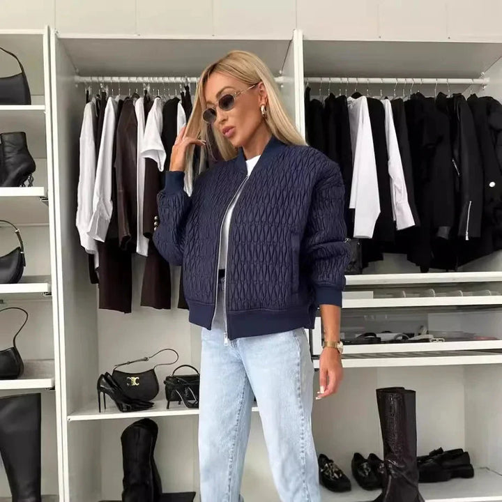 Alice | Women's Quilted Zip Up Bomber Jacket