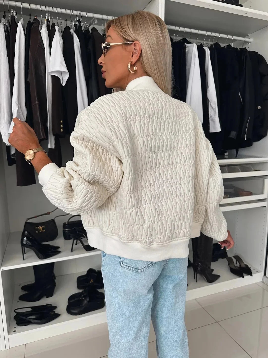 Alice | Women's Quilted Zip Up Bomber Jacket