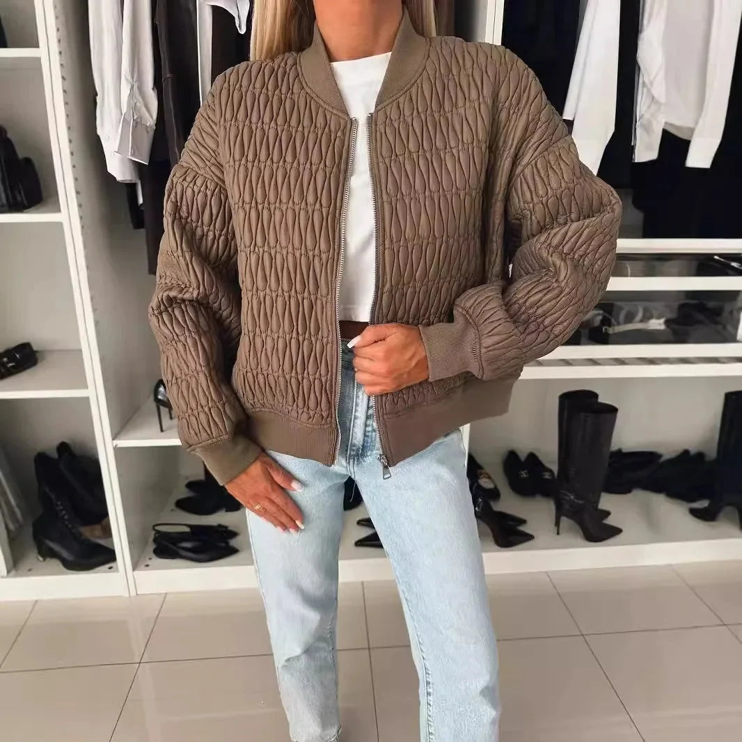 Alice | Women's Quilted Zip Up Bomber Jacket