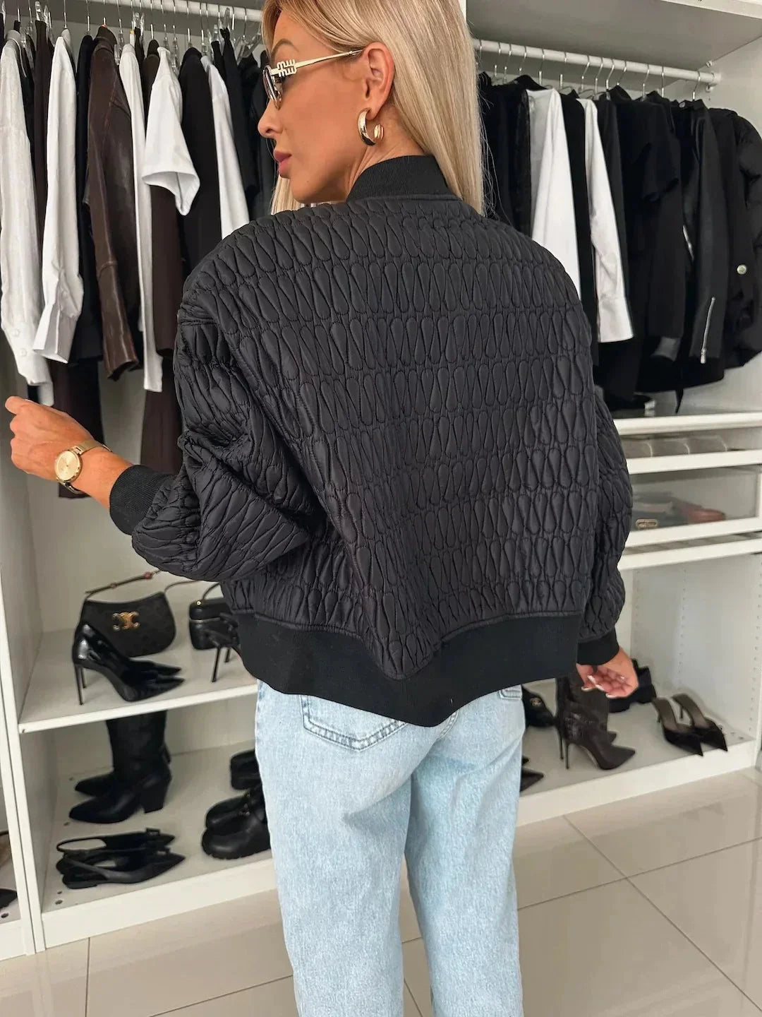 Alice | Women's Quilted Zip Up Bomber Jacket