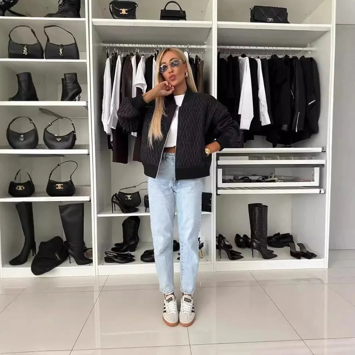 Alice | Women's Quilted Zip Up Bomber Jacket