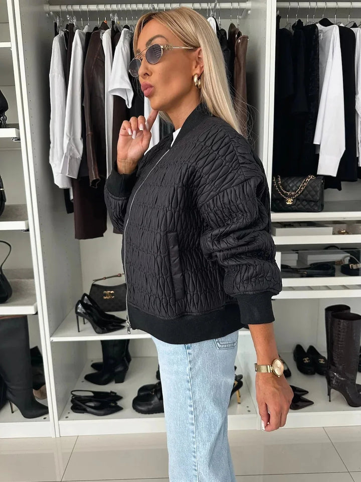 Alice | Women's Quilted Zip Up Bomber Jacket