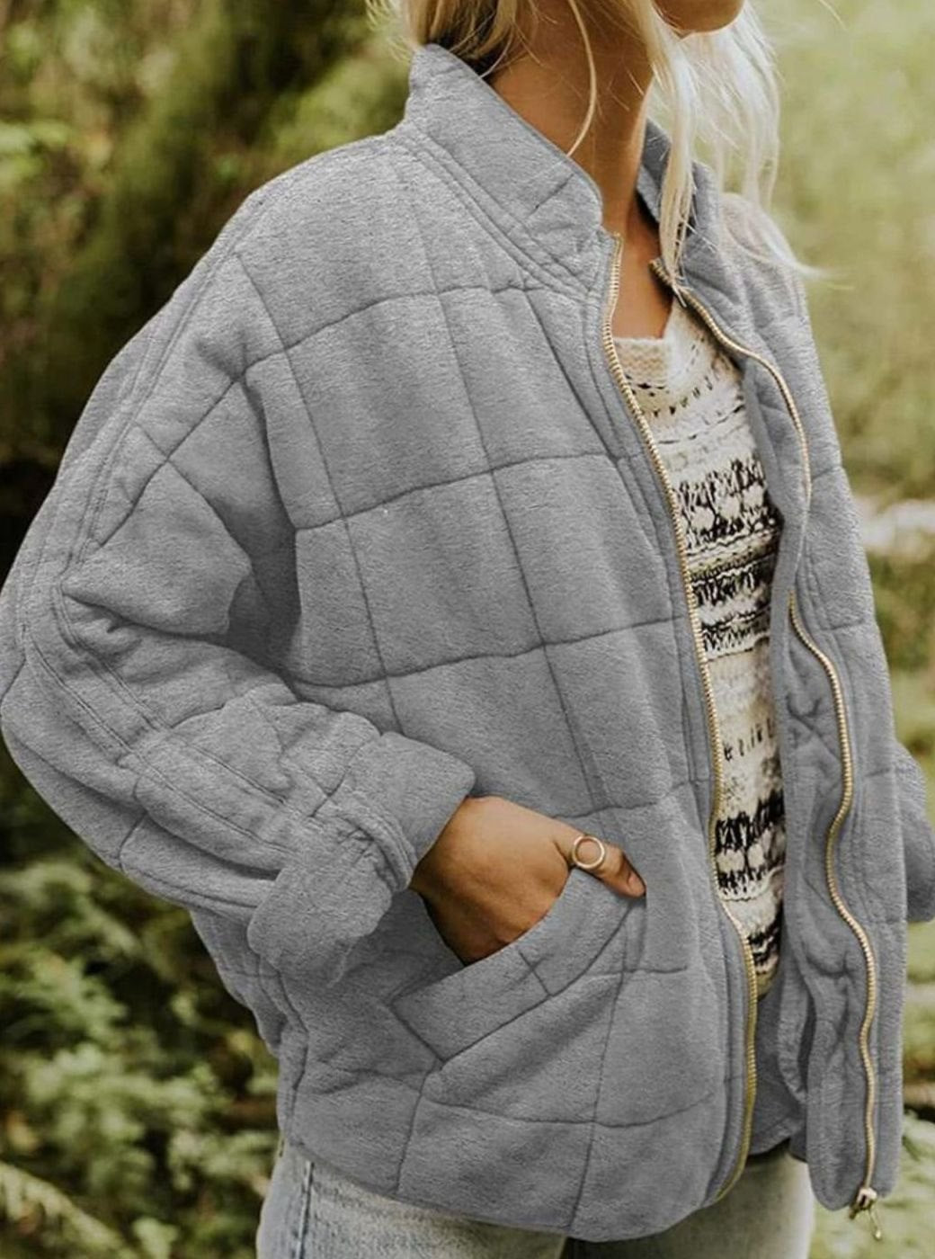 Sophia | Women's Quilted Zip-Up Coat Relaxed Fit Lightweight Outerwear