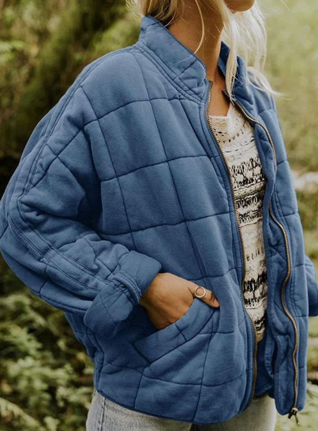 Sophia | Women's Quilted Zip-Up Coat Relaxed Fit Lightweight Outerwear