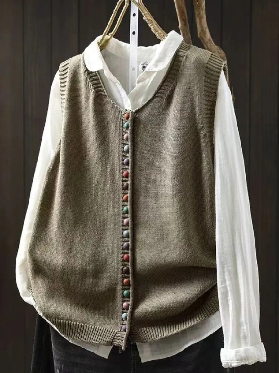Madison | Women's Relaxed-Fit Button-Front Knit Vest Puffer Vest Women