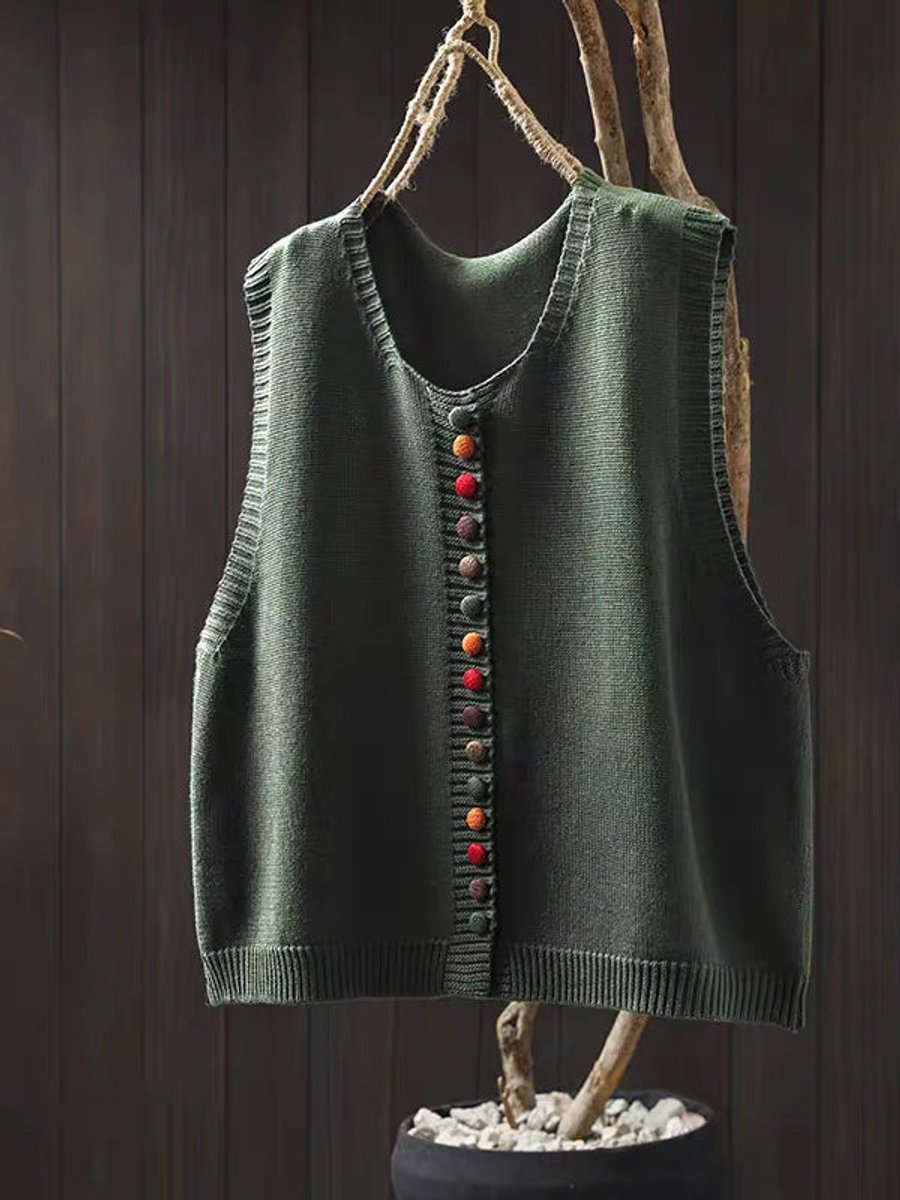Madison | Women's Relaxed-Fit Button-Front Knit Vest Puffer Vest Women