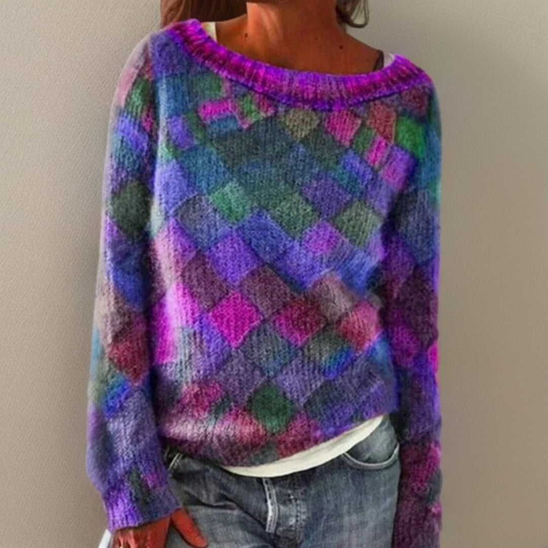 Eleanor | Women's Relaxed-Fit Diamond-Pattern Knit Sweater