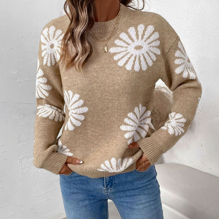 Riley | Women's Relaxed-Fit Floral Intarsia Knit Crew-Neck Sweater