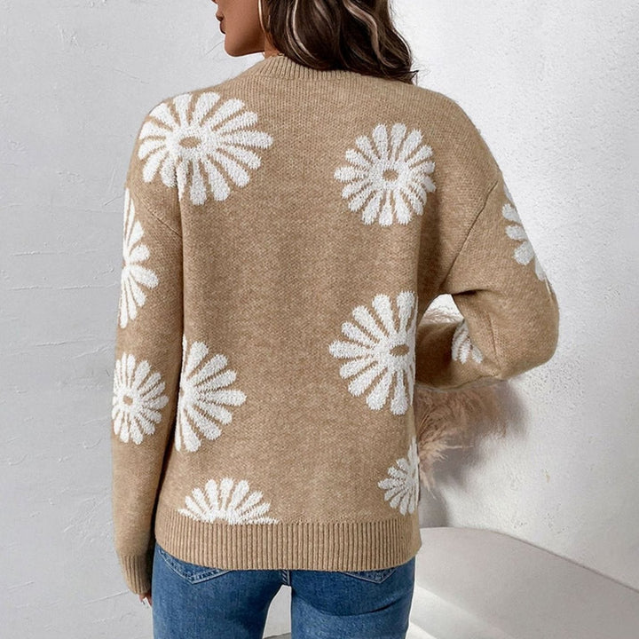 Riley | Women's Relaxed-Fit Floral Intarsia Knit Crew-Neck Sweater