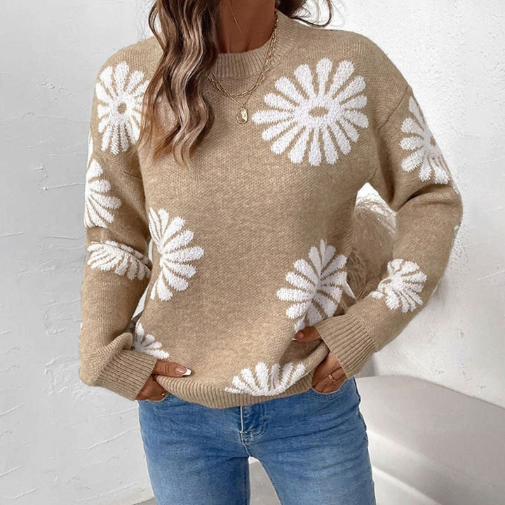 Riley | Women's Relaxed-Fit Floral Intarsia Knit Crew-Neck Sweater