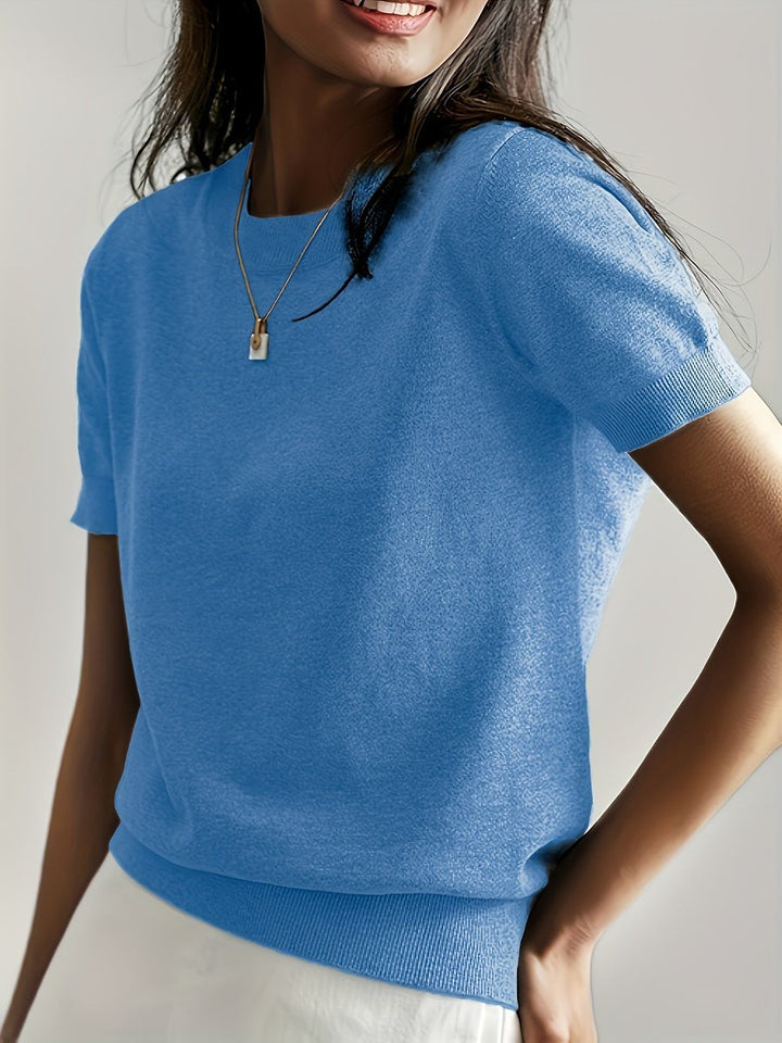 Eleanor | Women's Relaxed-Fit Short-Sleeve Knit Sweater Top