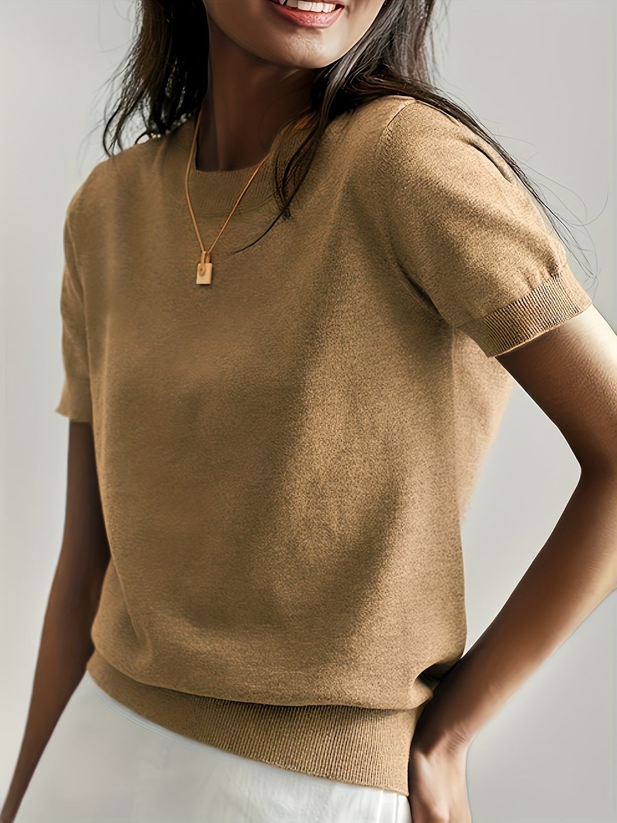 Eleanor | Women's Relaxed-Fit Short-Sleeve Knit Sweater Top