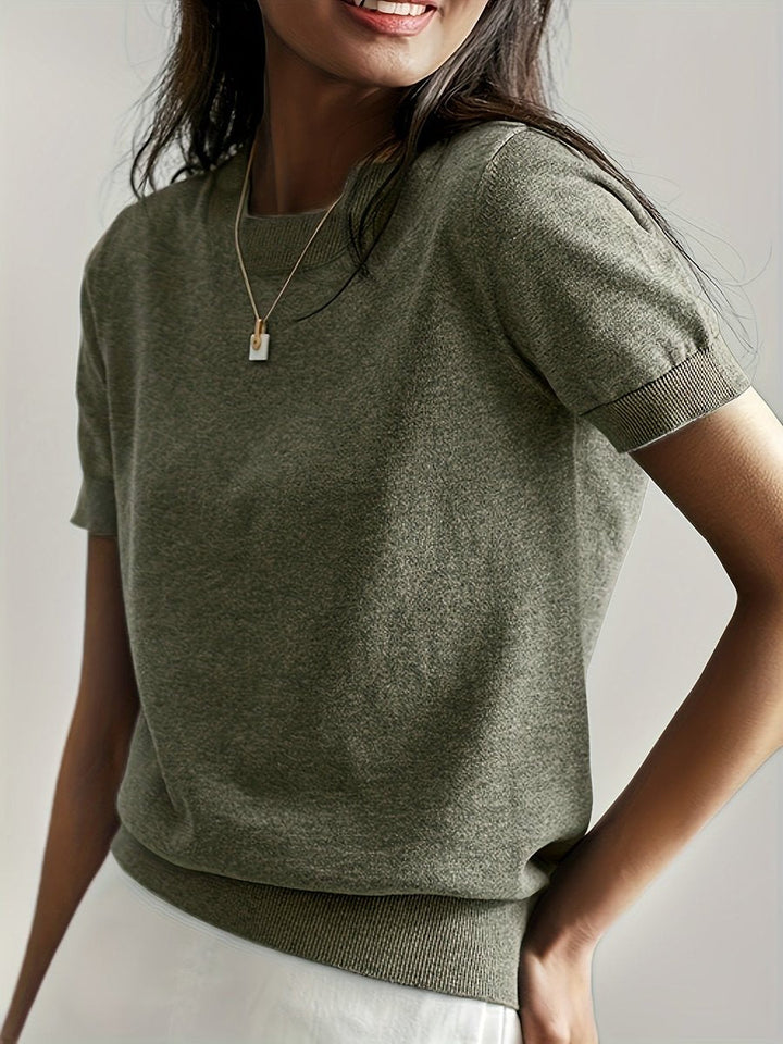 Eleanor | Women's Relaxed-Fit Short-Sleeve Knit Sweater Top