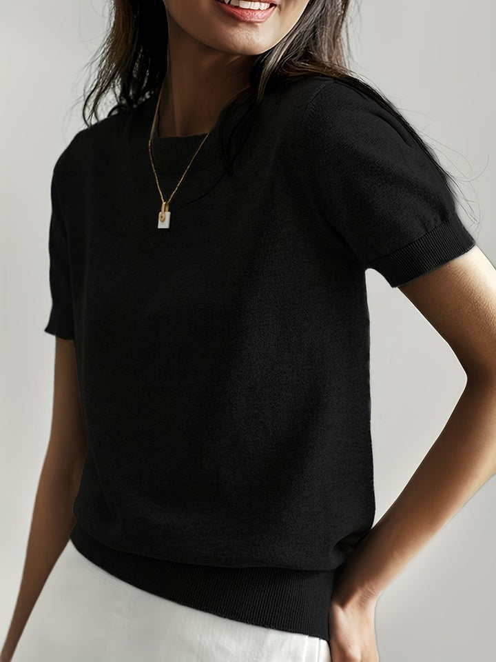 Eleanor | Women's Relaxed-Fit Short-Sleeve Knit Sweater Top