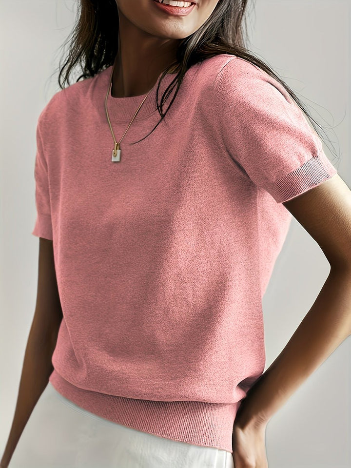Eleanor | Women's Relaxed-Fit Short-Sleeve Knit Sweater Top
