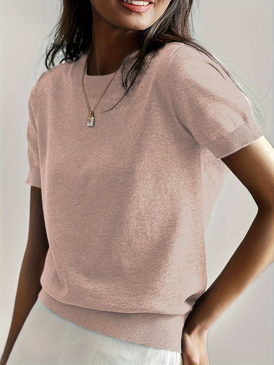 Eleanor | Women's Relaxed-Fit Short-Sleeve Knit Sweater Top