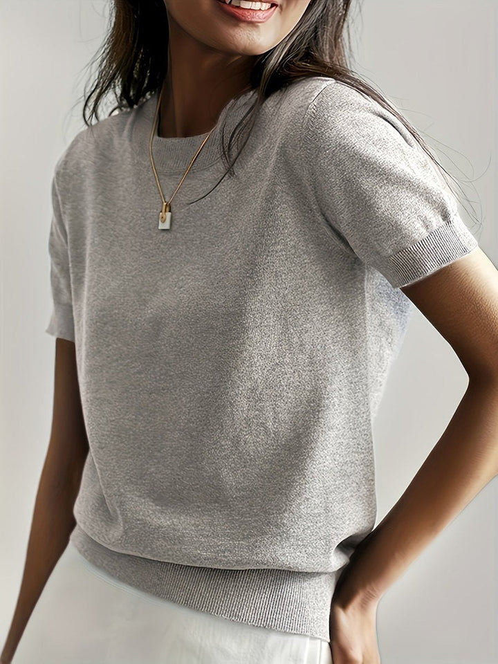Eleanor | Women's Relaxed-Fit Short-Sleeve Knit Sweater Top