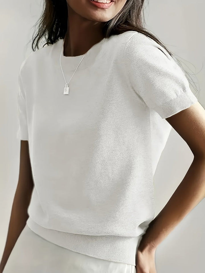 Eleanor | Women's Relaxed-Fit Short-Sleeve Knit Sweater Top