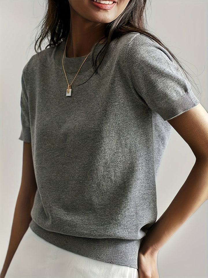 Eleanor | Women's Relaxed-Fit Short-Sleeve Knit Sweater Top