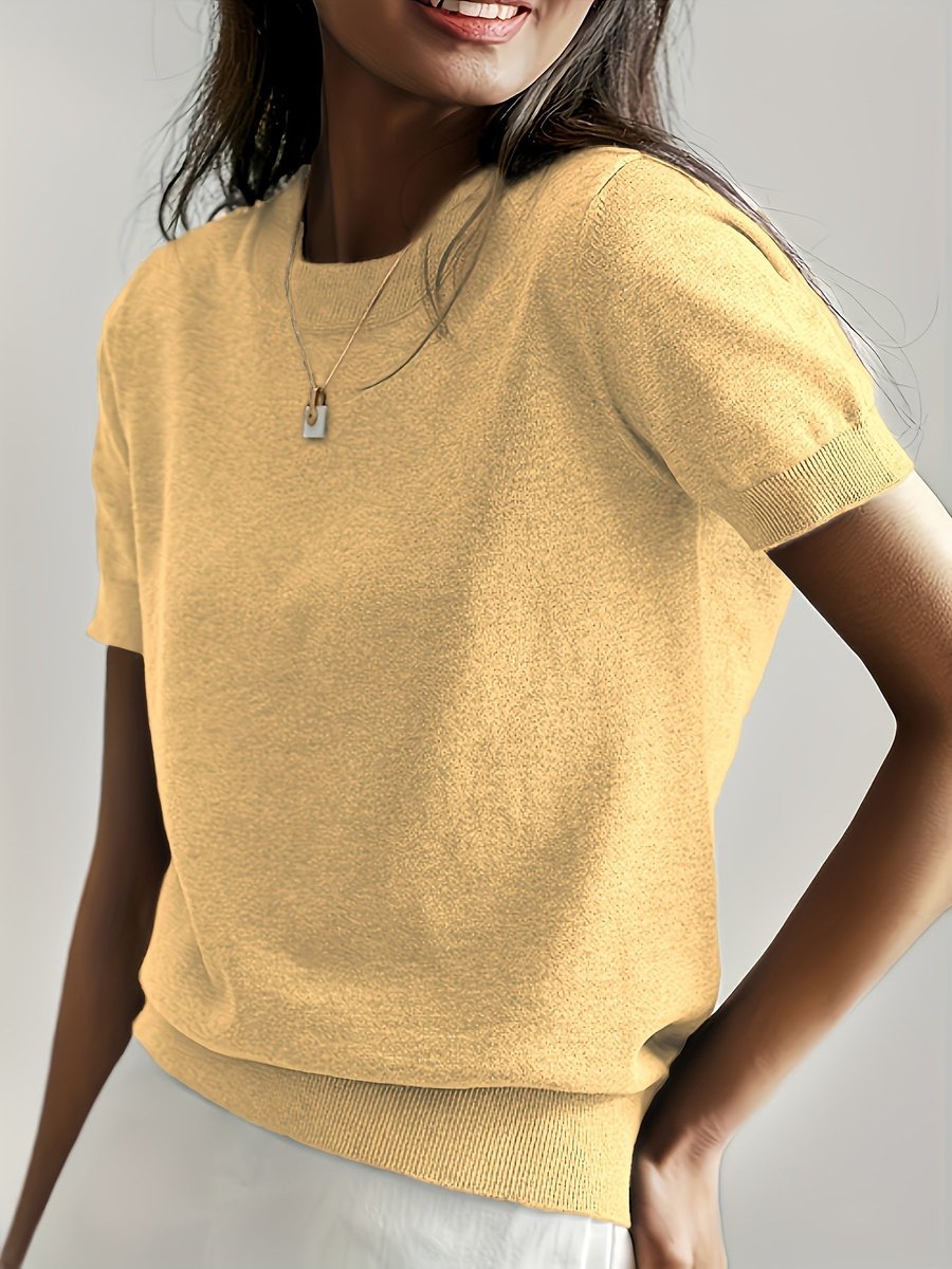Eleanor | Women's Relaxed-Fit Short-Sleeve Knit Sweater Top