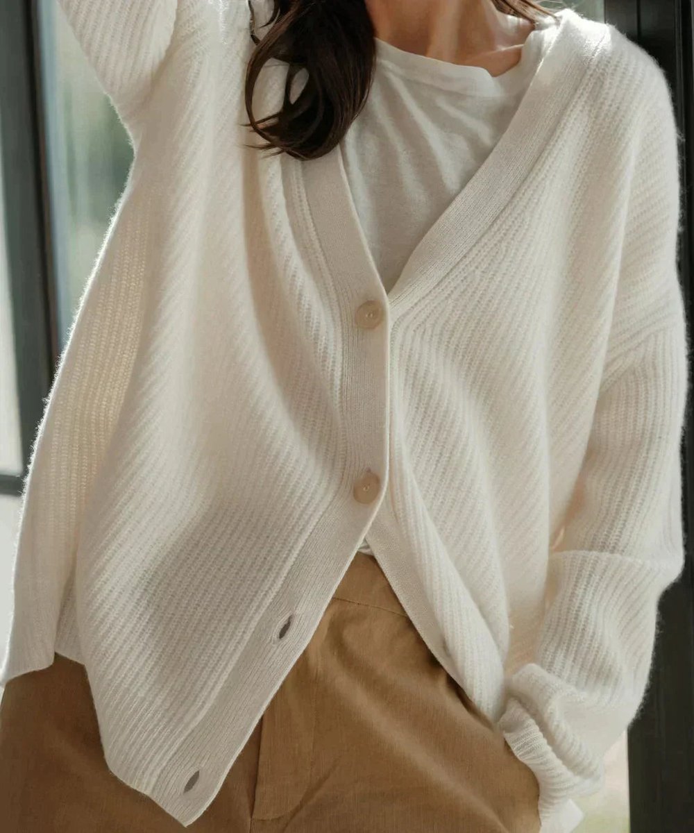 Hazel | Women's Relaxed-Fit V-Neck Button-Up Cardigan