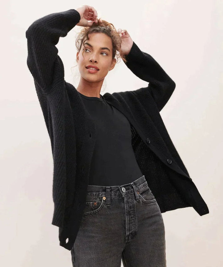 Hazel | Women's Relaxed-Fit V-Neck Button-Up Cardigan