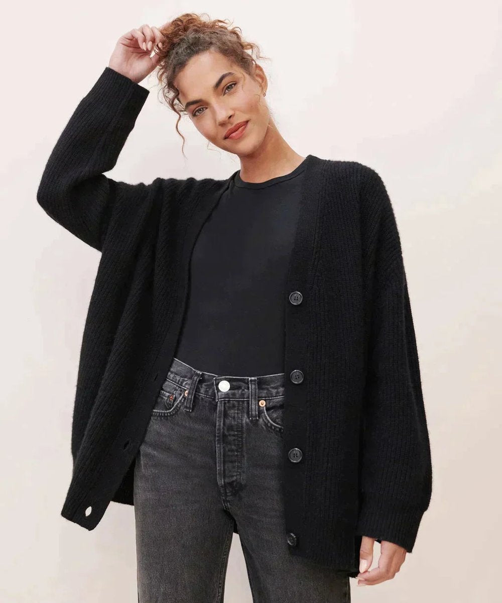 Hazel | Women's Relaxed-Fit V-Neck Button-Up Cardigan