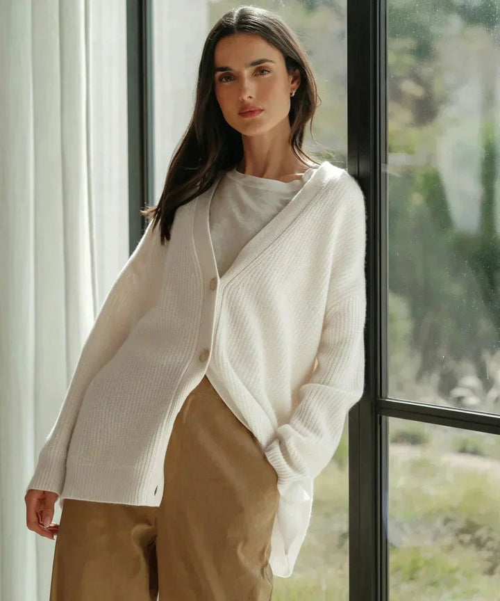 Hazel | Women's Relaxed-Fit V-Neck Button-Up Cardigan