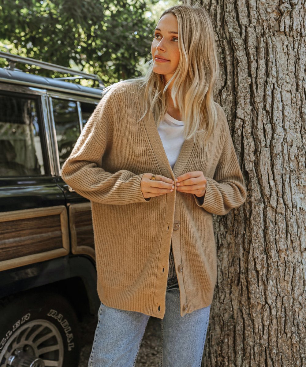 Hazel | Women's Relaxed-Fit V-Neck Button-Up Cardigan
