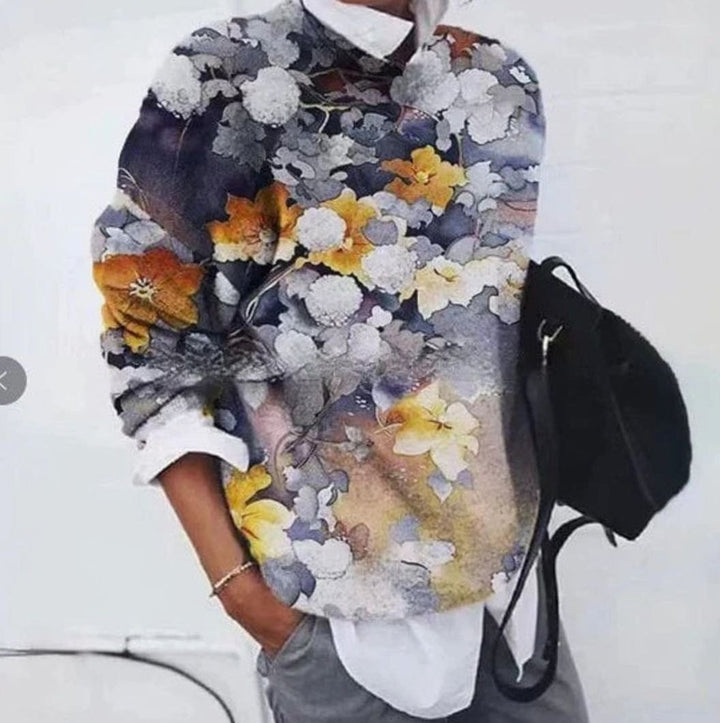 Penelope | Women's Retro Floral Long-Sleeve Knit Womens Jumper
