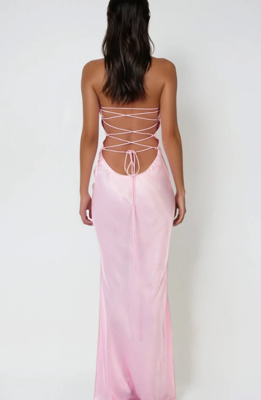 Ava | Women's Rhinestone-Embellished Halter-Neck Satin Maxi Dress