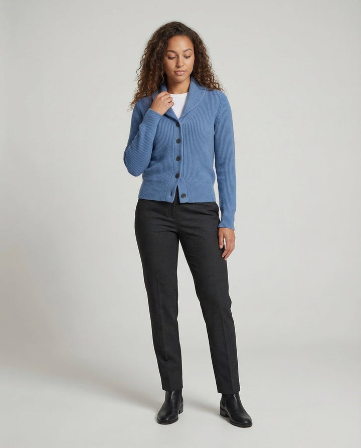 Penelope | Women's Ribbed Knit Button-Front Lapel Collar Cardigan