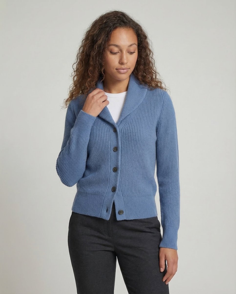 Penelope | Women's Ribbed Knit Button-Front Lapel Collar Cardigan