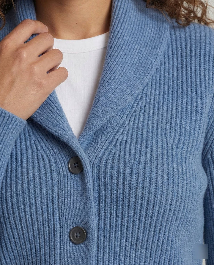 Penelope | Women's Ribbed Knit Button-Front Lapel Collar Cardigan