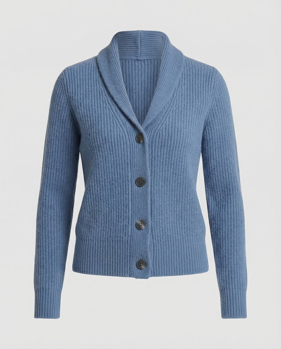 Penelope | Women's Ribbed Knit Button-Front Lapel Collar Cardigan