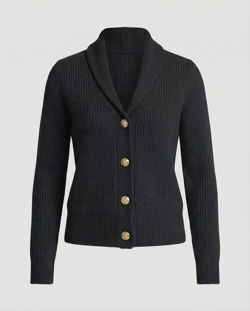 Penelope | Women's Ribbed Knit Button-Front Lapel Collar Cardigan