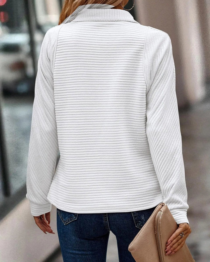Olivia | Women's Ribbed Quarter-Zip Pullover Sweater Stand Collar