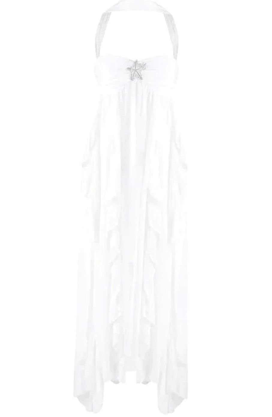 Zoey | Women's Ruffled Halter-Neck Chiffon Pink Maxi Dress