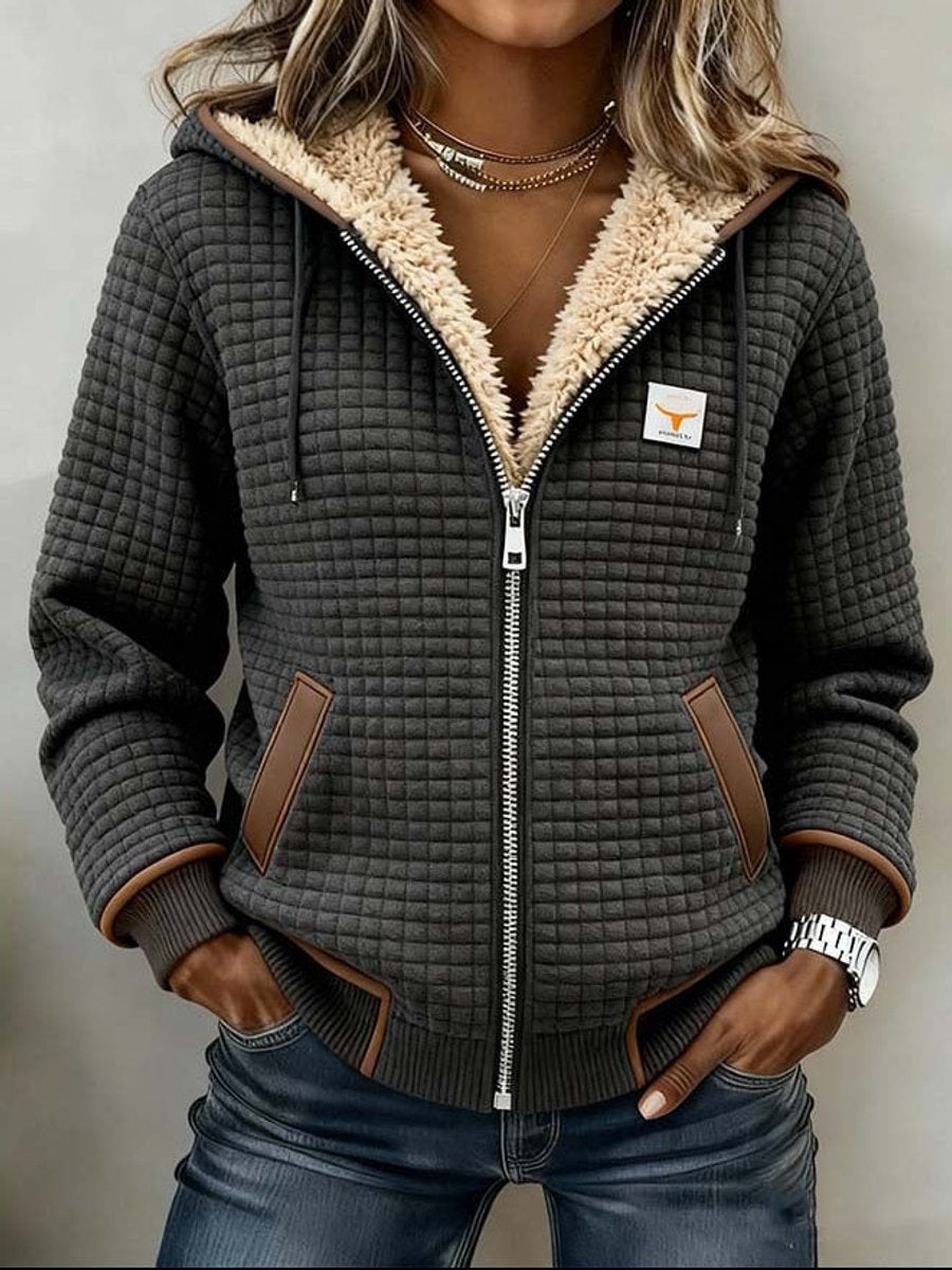 Isabella | Women's Sherpa-Lined Quilted Jacket Fleece Zip-Up Hoodie