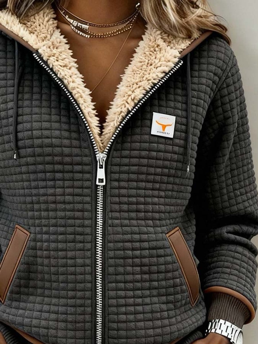 Isabella | Women's Sherpa-Lined Quilted Jacket Fleece Zip-Up Hoodie