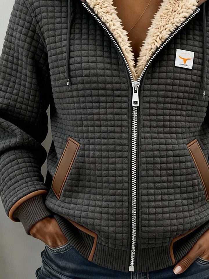 Isabella | Women's Sherpa-Lined Quilted Jacket Fleece Zip-Up Hoodie
